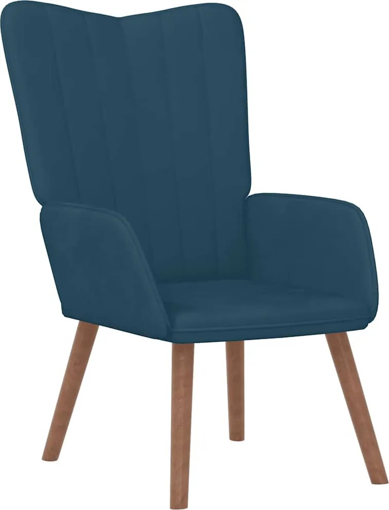 327665 vidaXL Релаксиращ стол, син, кадифе