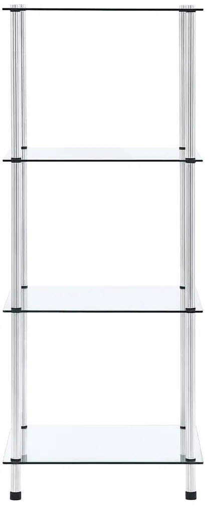 249505 vidaXL Етажерка с 4 рафта, прозрачна, 40x40x100 см, закалено стъкло