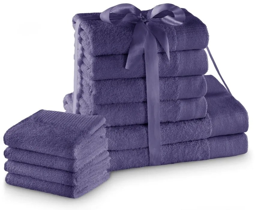 Лилави памучни хавлии и кърпи за баня в комплект от 10 бр. от тери Amari – Restilo