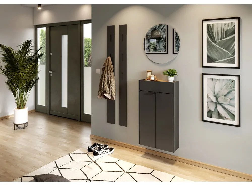 Антрацит/натурален шкаф за обувки Ameca - Germania