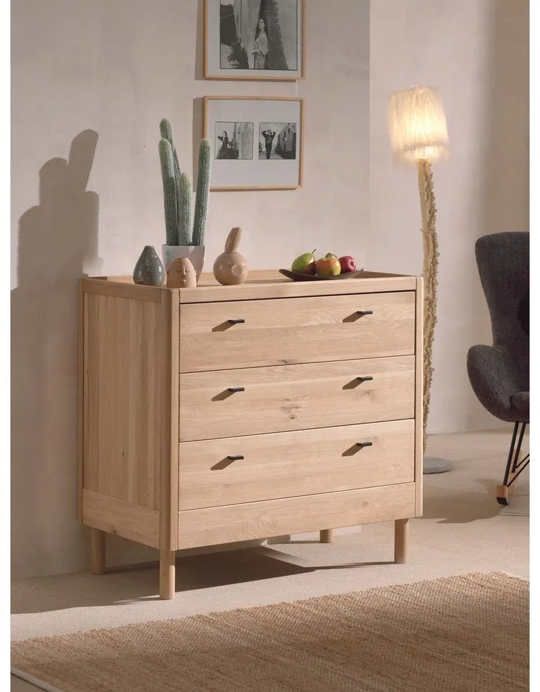 Детски скрин от масивен дъб в естествен цвят 100x95x55 cm Forrest – Vipack