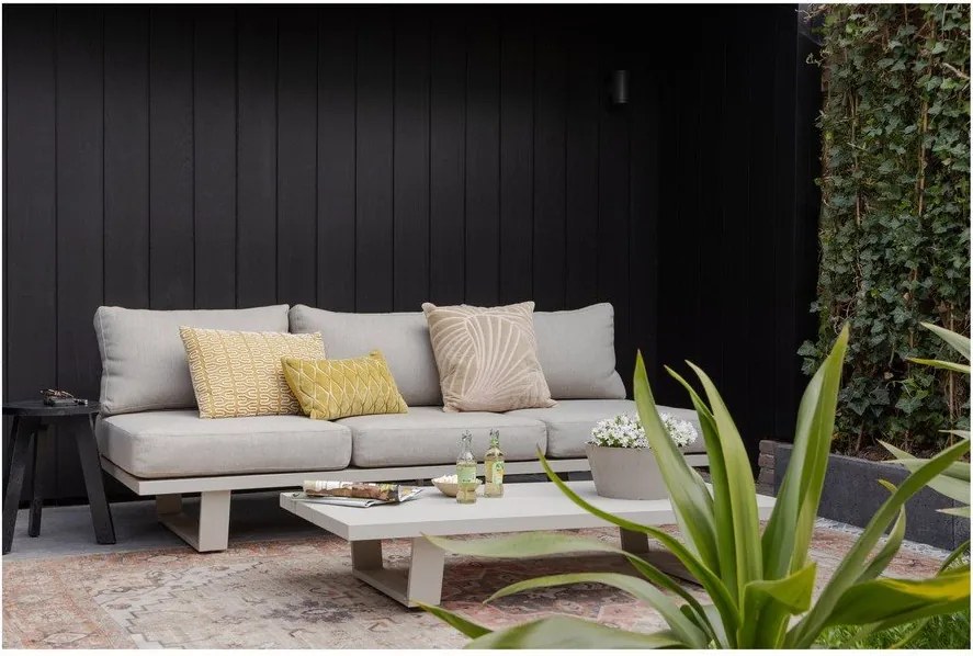 Сиво-бежов тапициран градински диван Bear – WOOOD