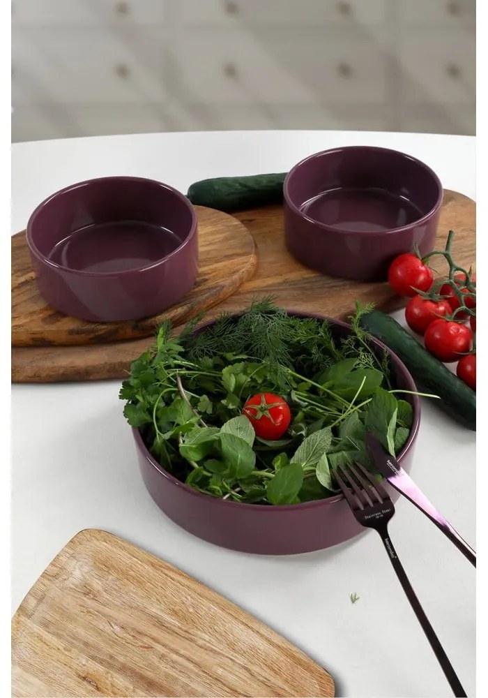 Комплект от 3 лилави керамични купи, ø 21 см - My Ceramic
