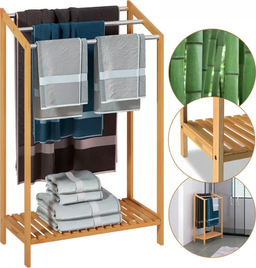 Бамбукова стойка за кърпи - комплект от 2 броя