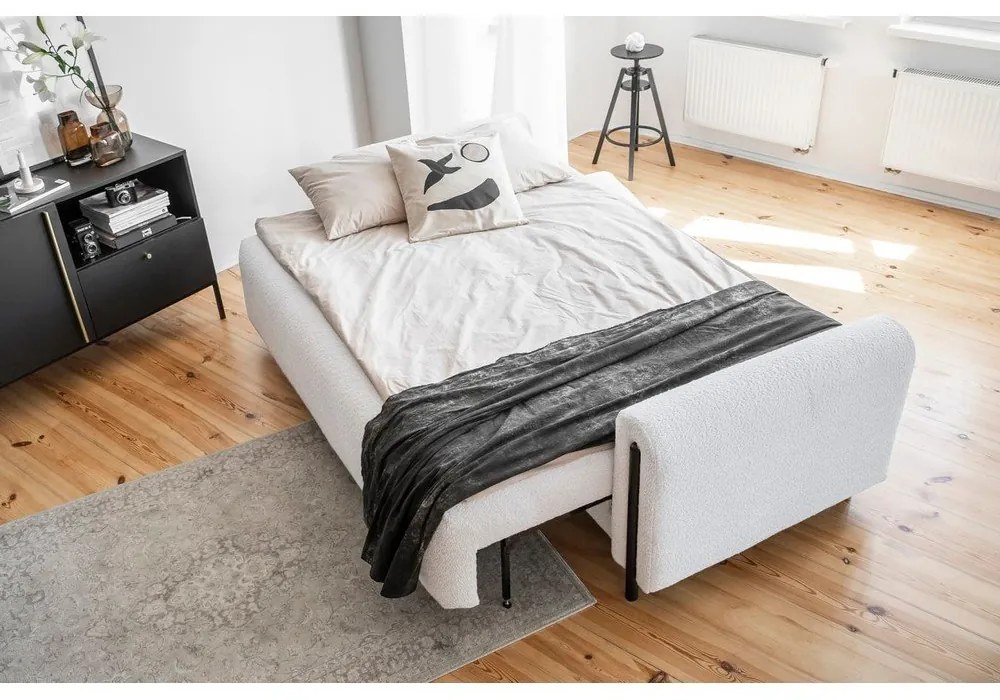 Сив сгъваем/с място за съхранение диван от прежда с примки от букле 244 cm Arcadova – ELTAP