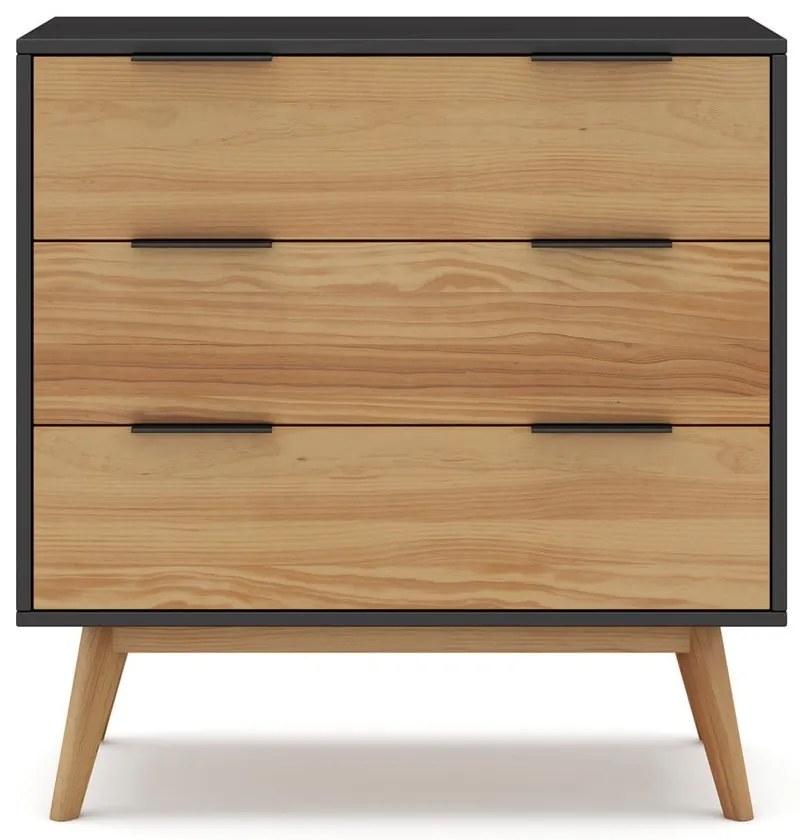 Висок скрин от черен/натурален бор 80x83 cm Lavis - Marckeric