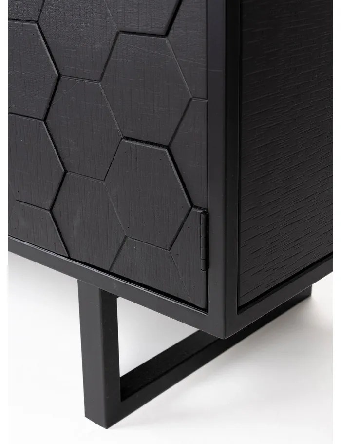 Черен нисък скрин от масивен бор 140x58 cm Linc – White Label