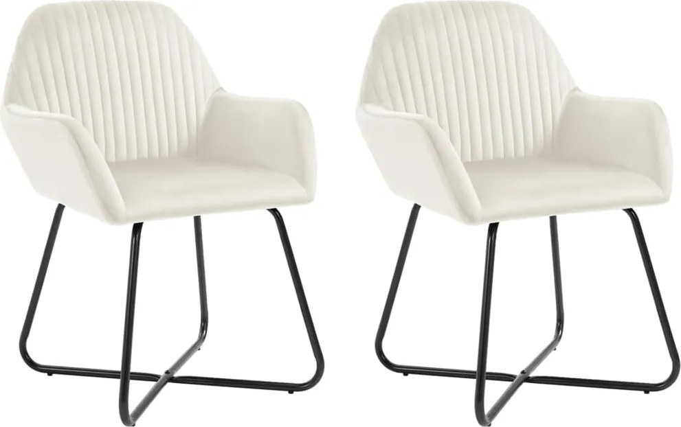 249806 vidaXL Трапезни столове, 2 бр, кремави, кадифе