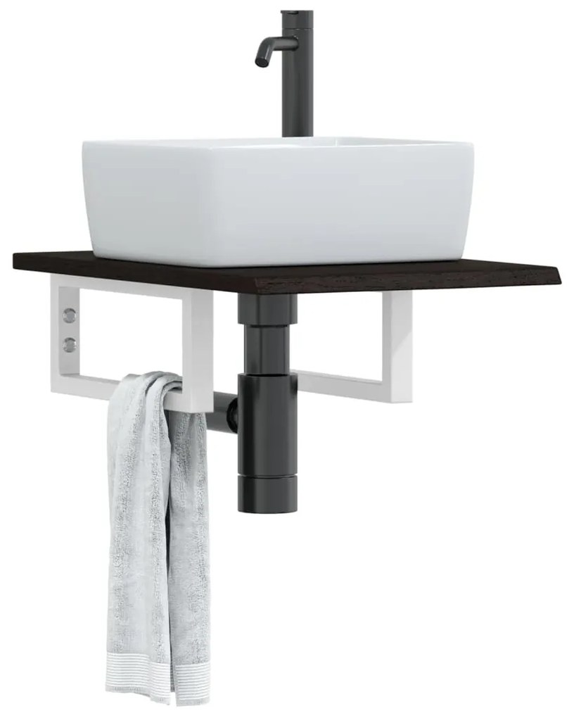 3302576 vidaXL Стенен рафт за мивка, стомана и масивно дърво дъб