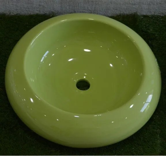 Мивка за баня ICB 010G, монтаж върху плот, порцелан, зелен, 50x50x13см