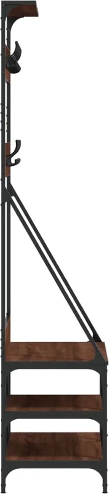 Стойка за дрехи и рафт за обувки, кафяв дъб, 80x40x184 см