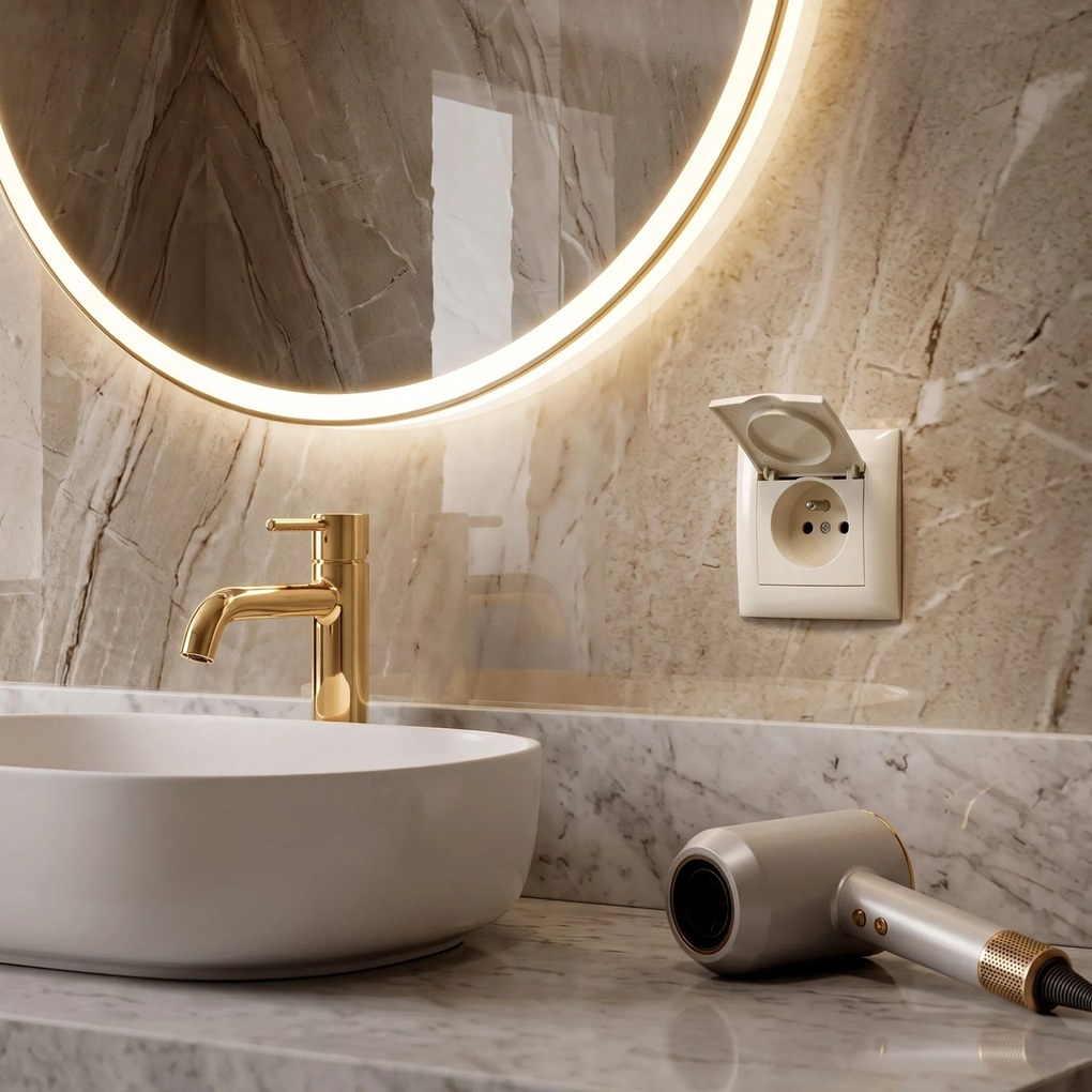 Единичен контакт със заземяване и капаче OSTE JNH005-G Beige