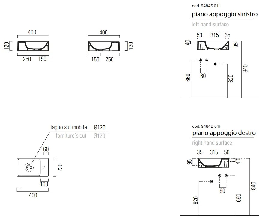 Мивка Kube-x GSI white-Length 40 cm