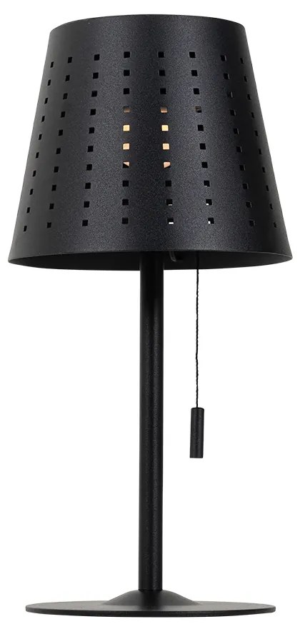 Комплект от 2 настолни лампи черни с LED 3-степенна димираща презареждаща и слънчева - Ferre