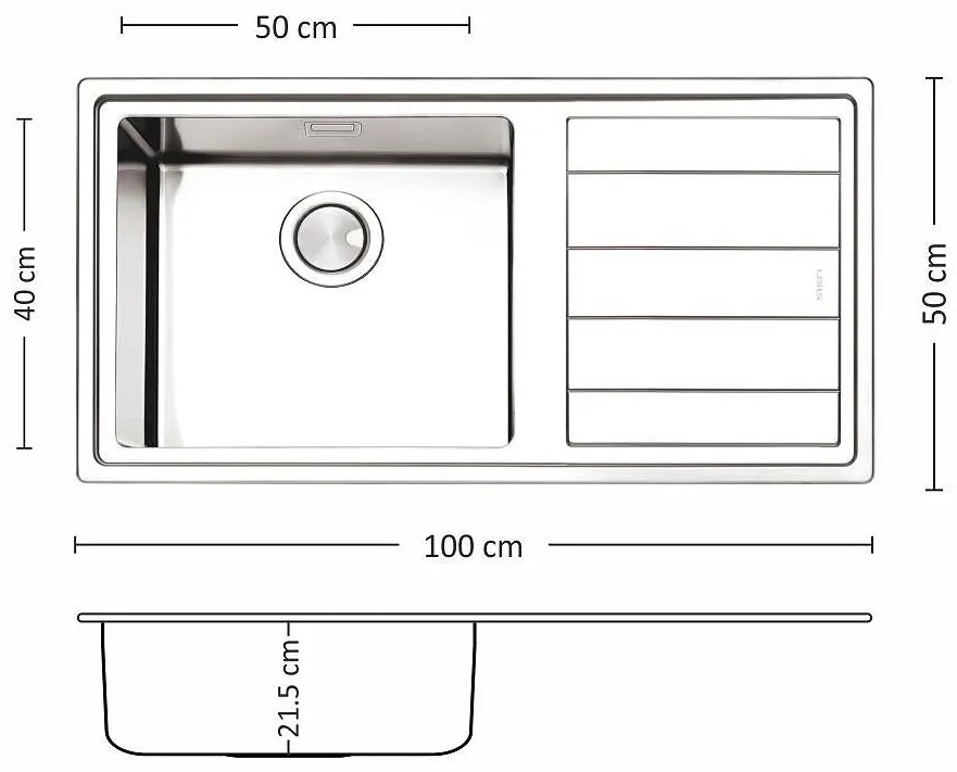 Leks MEGA BB 100.1 R/L TI Кухненска мивка за вграждане