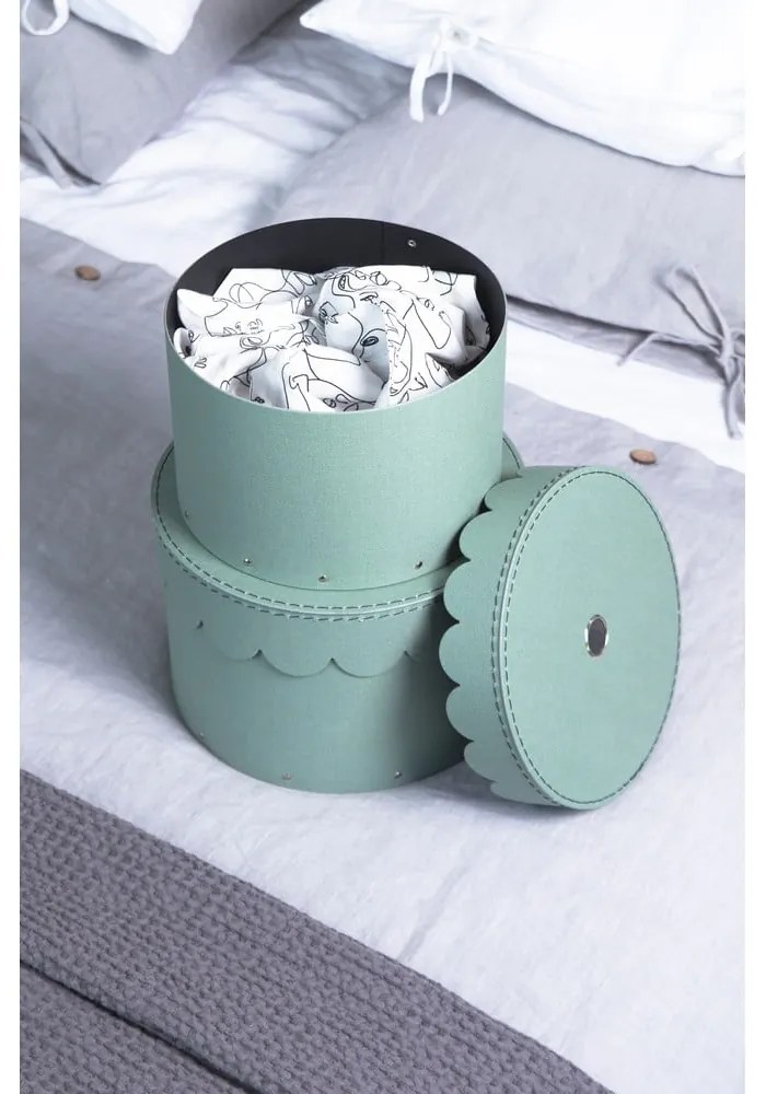 Тюркоазени картонени кутии за съхранение в комплект 2 бр. с капаци ø 26x17,5 cm Wilma Canvas Paper Laminate – Bigso