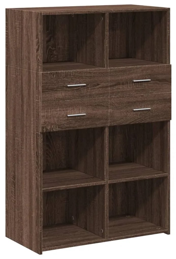 3281391 vidaXL Висок шкаф, кафяв дъб, 80x42,5x124 см, инженерно дърво