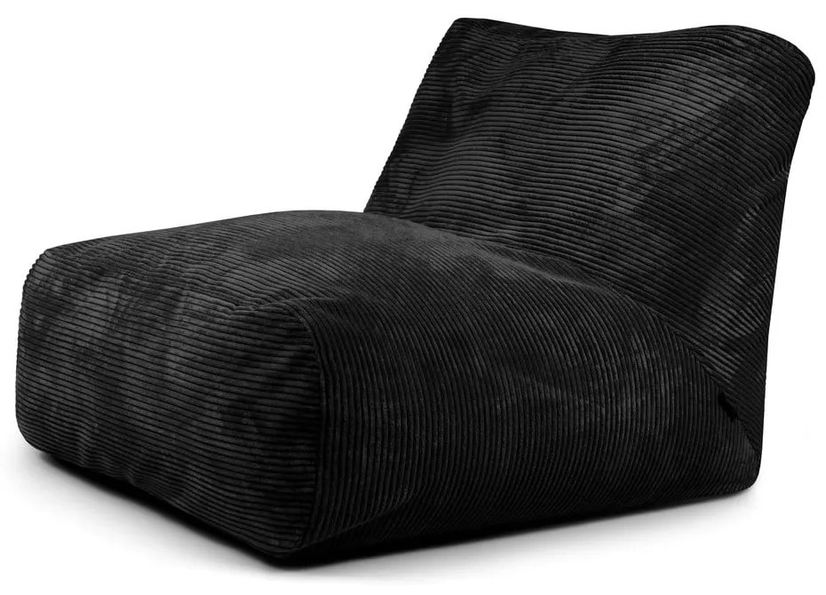 Черен пуф от рипсено кадифе Tube 100 – SLOWDOWN