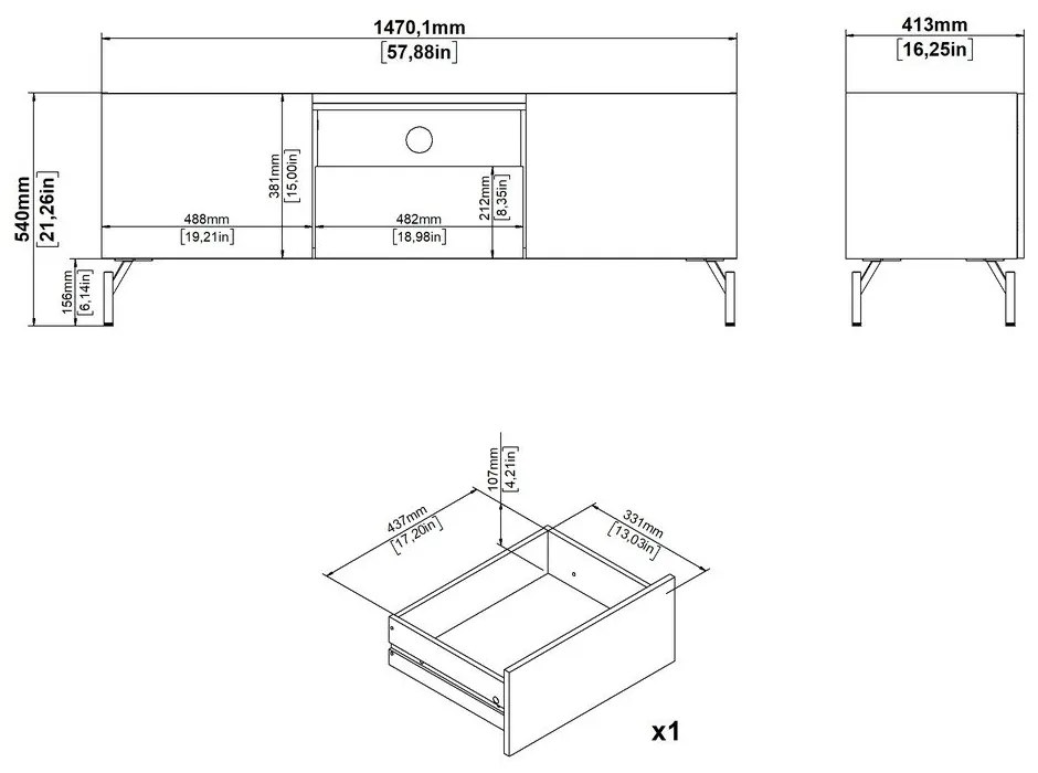 Кафява маса за телевизор от дъбов декор 147x54x41 cm Bergen – Tvilum
