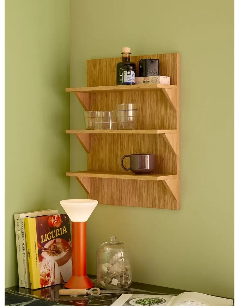 На няколко нива стенен рафт от декор от дъб в естествен цвят 40 cm Straight – Hübsch