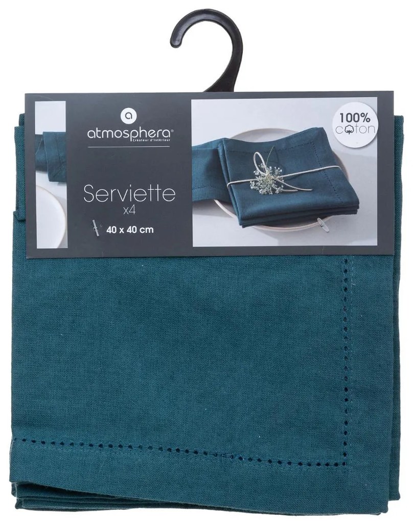 Сет кърпи atmosphera Chambray, 40x40 cm, 4 бр - Тюркоаз