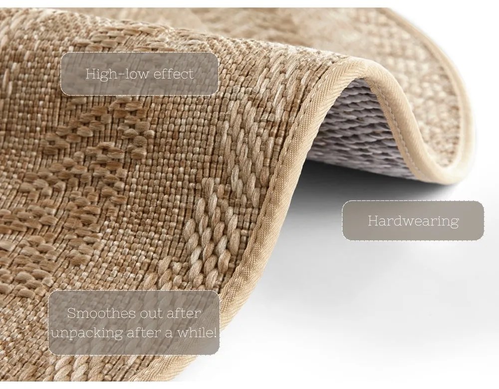 Бежов килим за открито , Ø 160 cm Almendro - NORTHRUGS