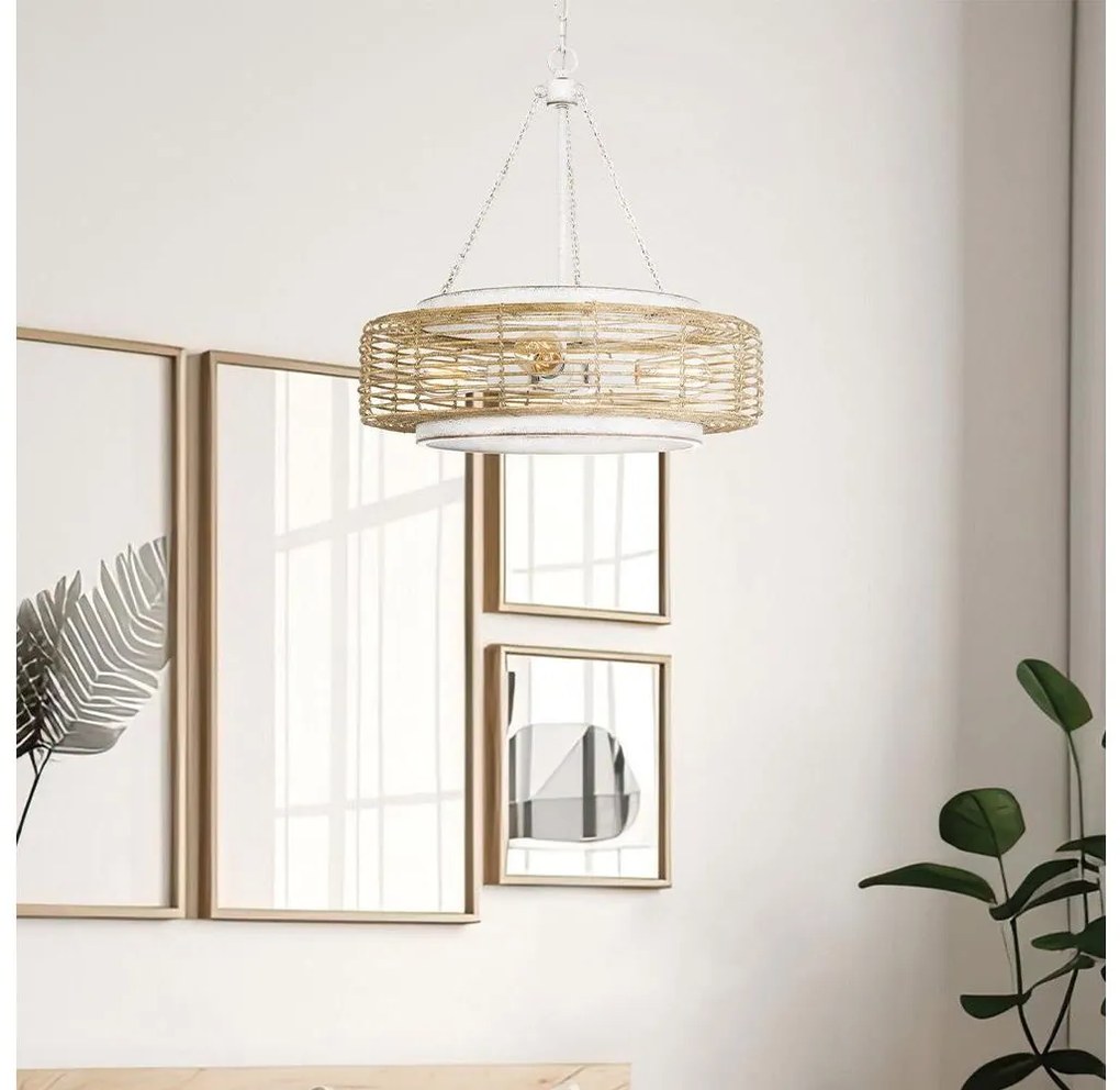 Quoizel QZ-WAYLON-4P-AWH - Полилей с верига WAYLON 4xE27/60W/230V диаметър 50,4 см