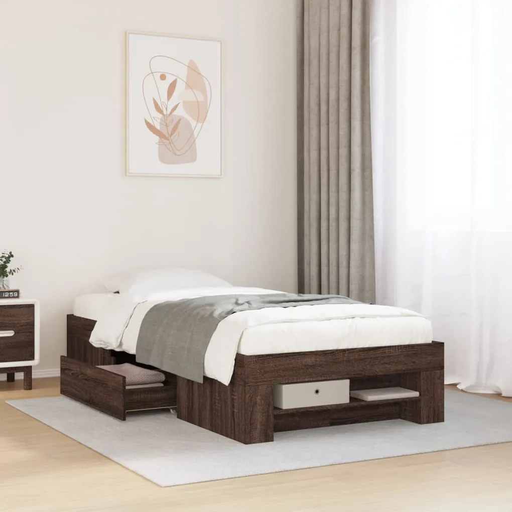 3295498 vidaXL Рамка за легло без матрак кафяв дъб 90x200 см инженерно дърво