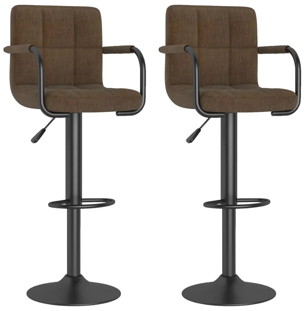 334638 vidaXL Бар табуретки, 2 бр, кафяви, текстил