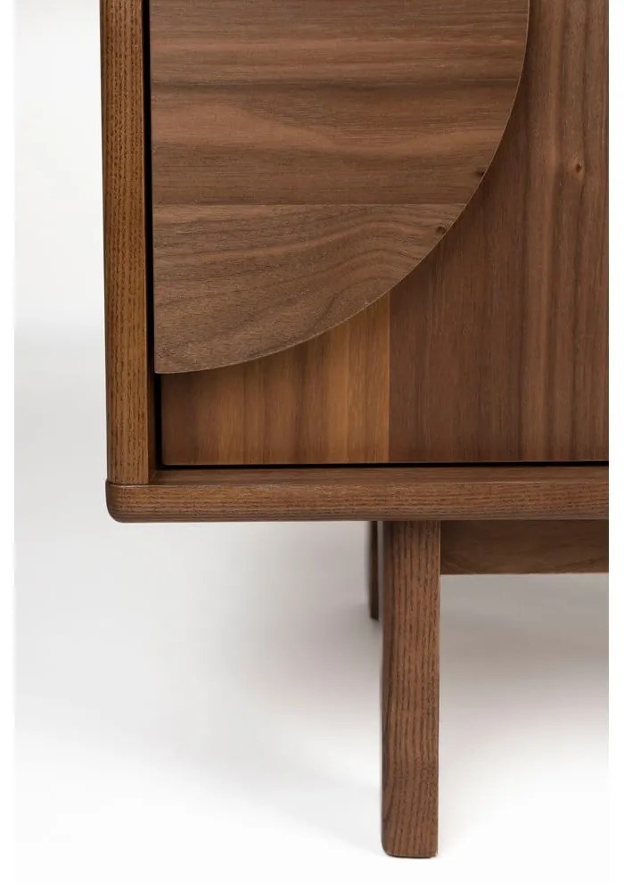 Кафяв нисък скрин от декор от орех 82x58 cm Groove – Zuiver