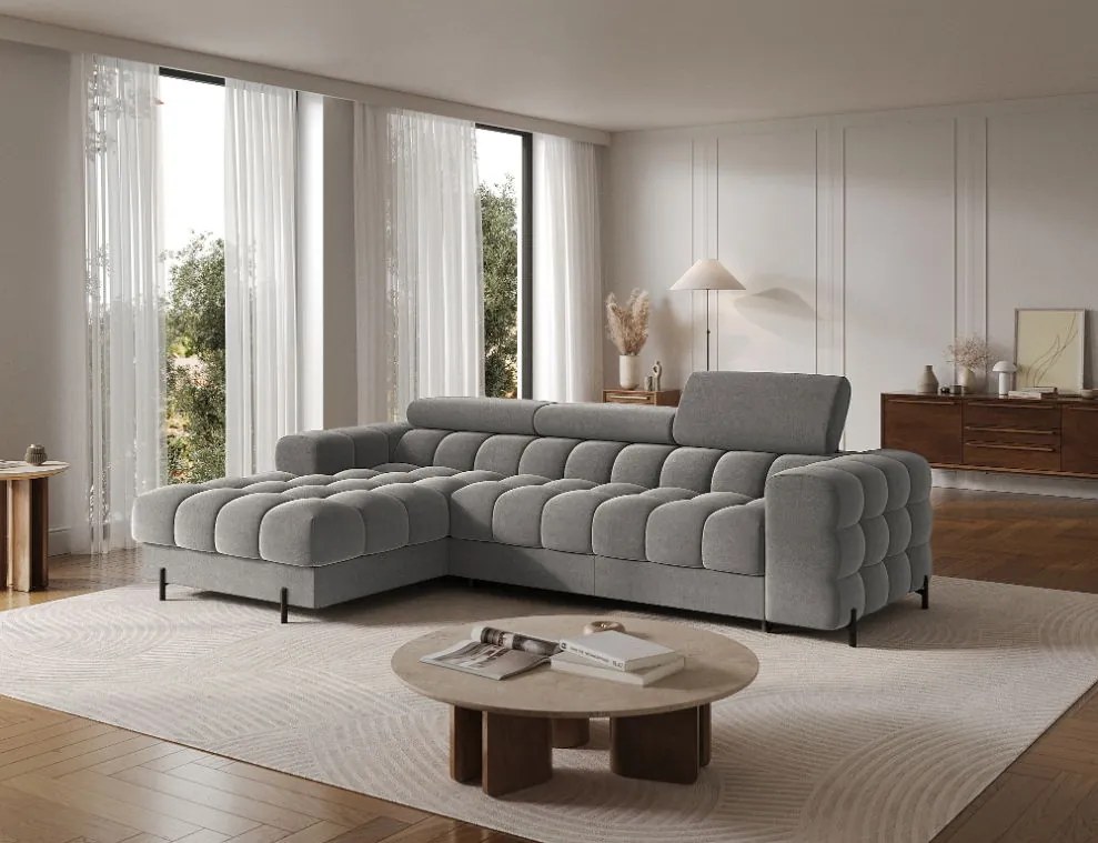 Ъглов диван Freyia-Тъмносив-Ляв