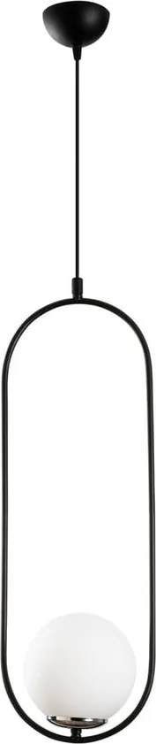 Черно-бял висящо осветително тяло със стъклен абажур Mudoni – Opviq lights