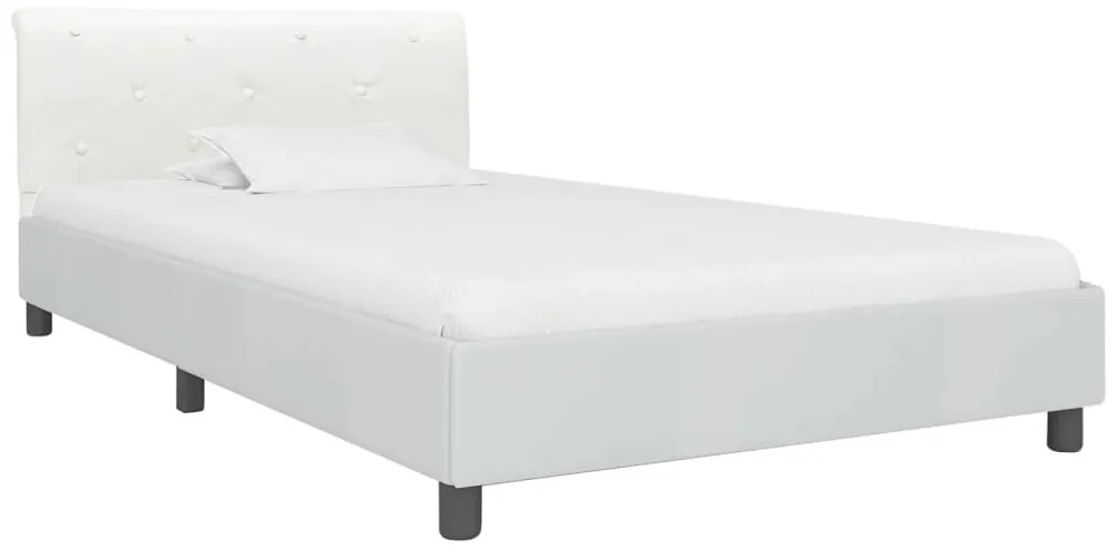 284871 vidaXL Рамка за легло, бяла, изкуствена кожа, 100x200 cм