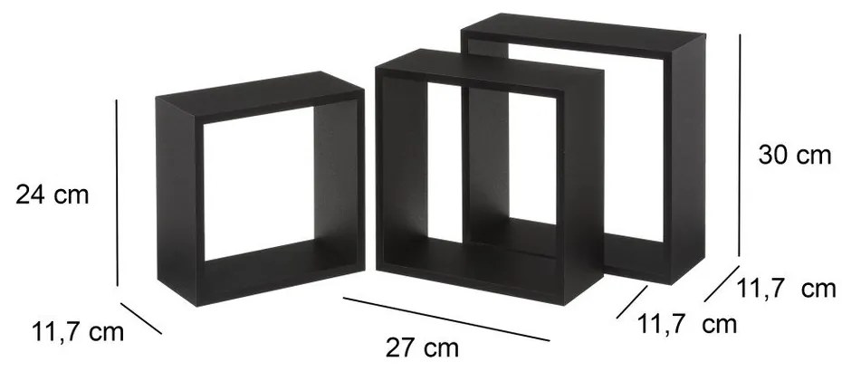 Черни рафтове в комплект от 3 броя - Casa Selección