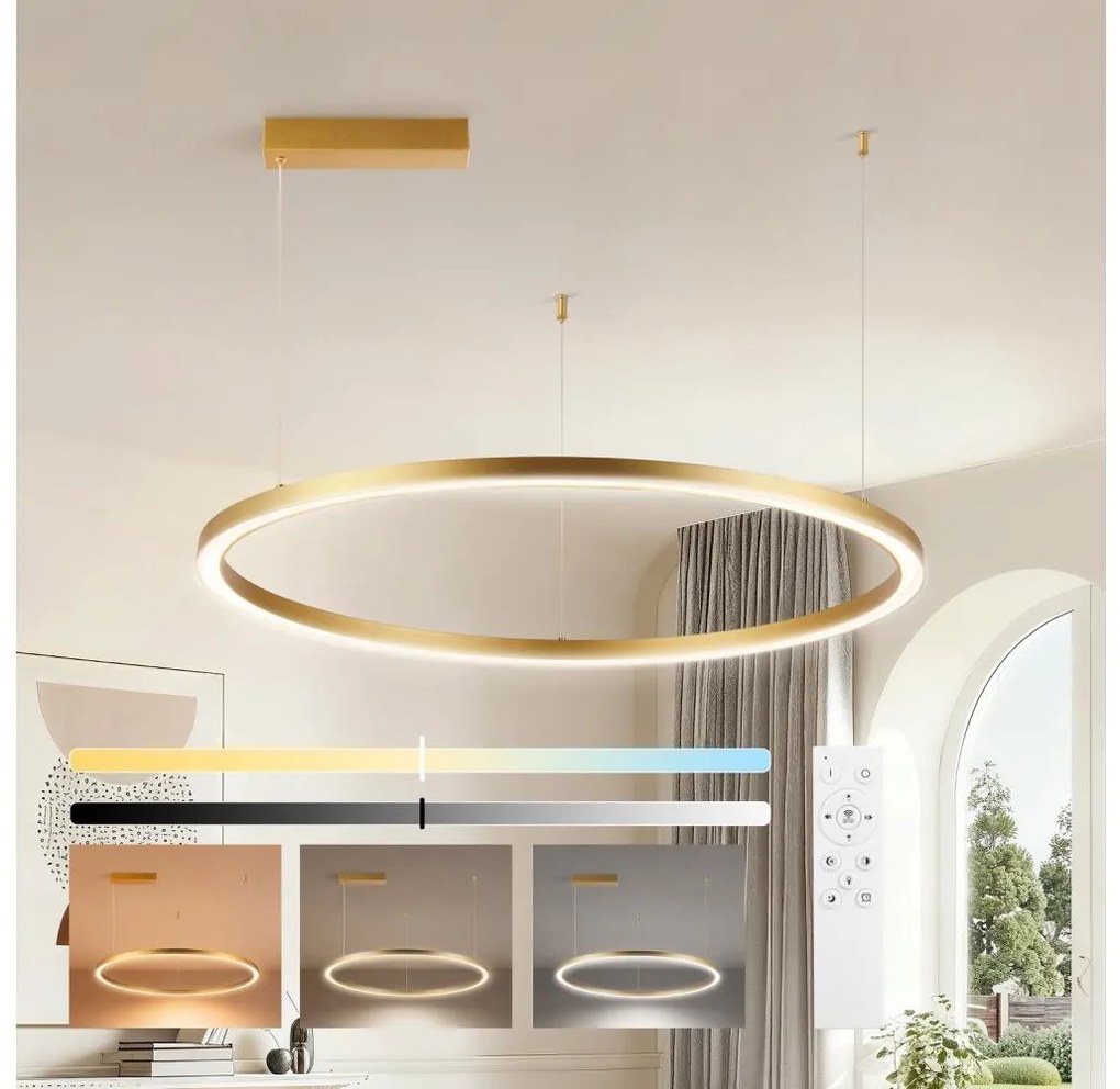 Brilagi - Димируем LED полилей на кабел PORTOFINO LED/60W/230V Ø 80 cm, златист, с дистанционно управление