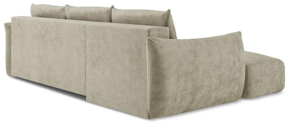 Бежов шенилов сгъваем ъглов диван (ляв ъгъл) Leila – Makamii