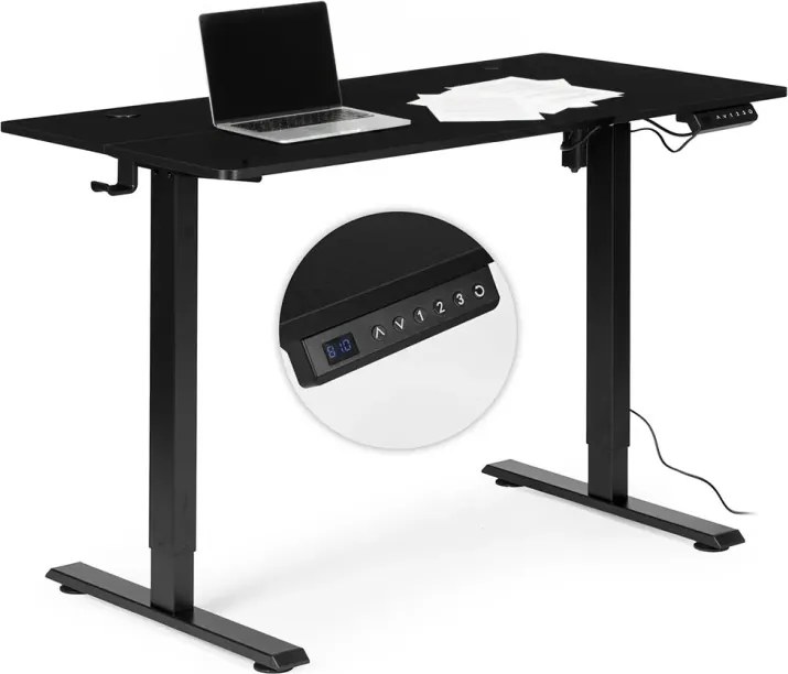 Електрическа работна маса с регулируема височина и черни крака - 120 x 60 cm Кафяво