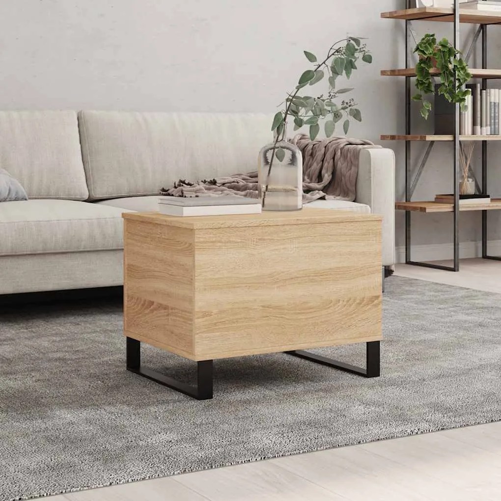 830959 vidaXL Кафе маса, дъб сонома, 60x44,5x45 см, инженерно дърво