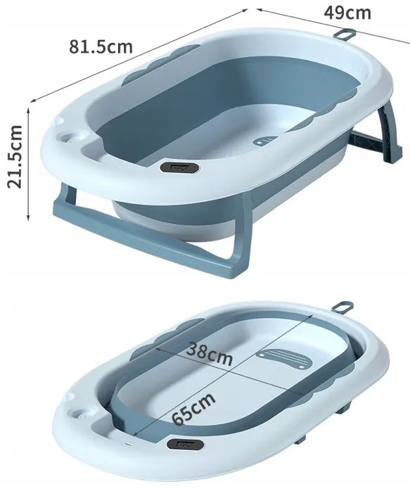 Сгъваема бебешка вана VAIANA PREMIUM с шезлонг и стойка - повече цветове Син