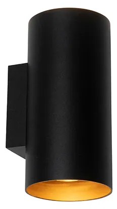 Интелигентна стенна лампа черна със злато 2-светлина с Wi-Fi GU10 - Sab