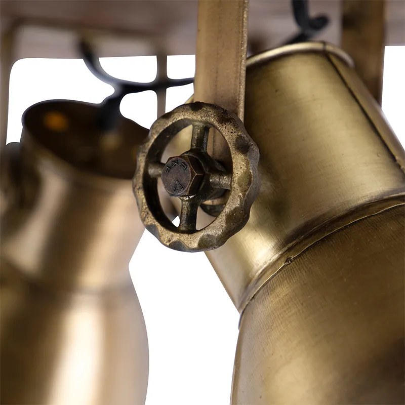 Таванна лампа бронз с дърво 3-светлина - Mangoes