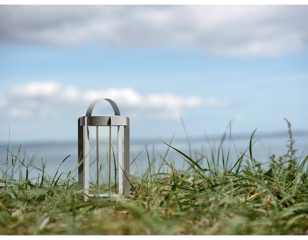 Светлосив екстериорен LED фенер с USB (височина 30 cm) Firefly – Zone