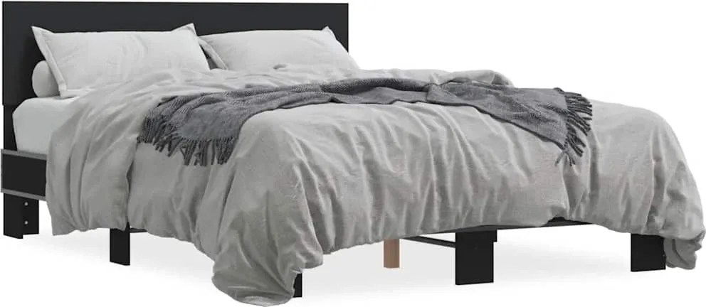 3280202 vidaXL Рамка за легло, черна, 120x190 см, инженерно дърво и метал