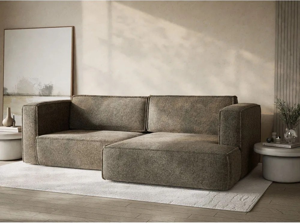Кафяв шенилов сгъваем/с място за съхранение ъглов диван (десен ъгъл) Velto – Maison de Rêve