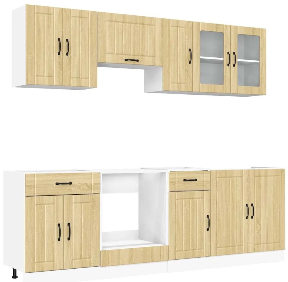 3314834 vidaXL Комплект кухненски шкафове с 8 части "Lucca", дъб сонома, инженерно дърво