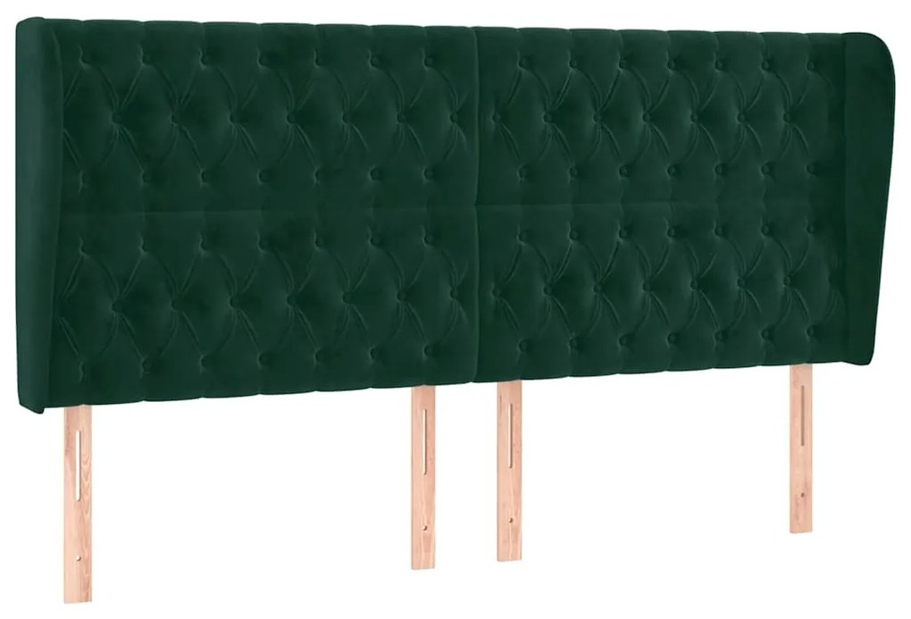 3118355 vidaXL Горна табла за легло с уши, тъмносива, 183x23x118/128 см кадифе