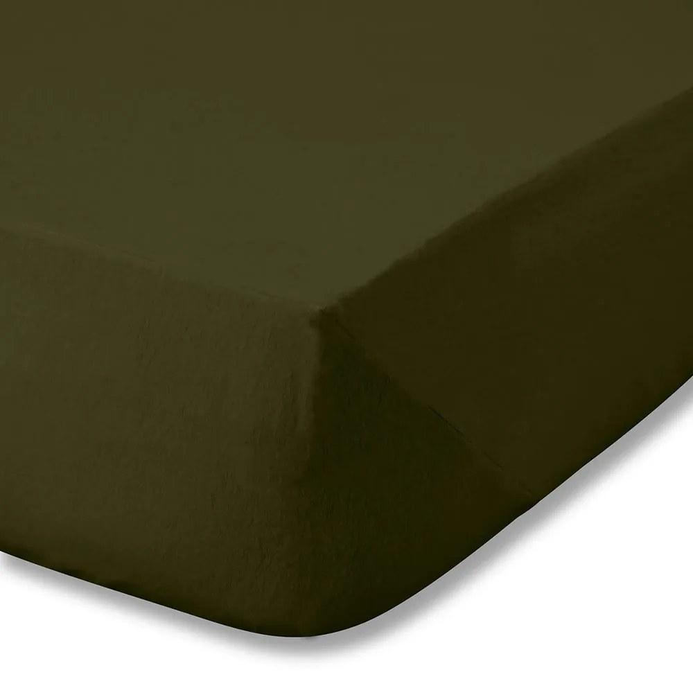 Еластичен фланелен чаршаф в цвят каки 135x190 cm Brushed – Catherine Lansfield