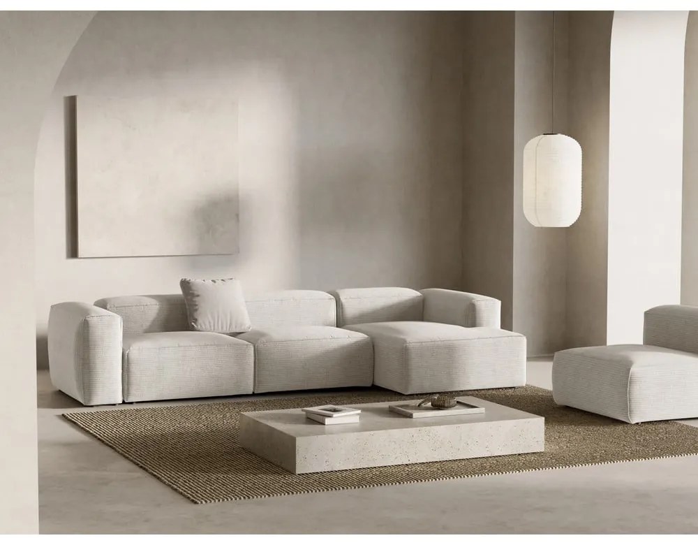 Бежов ъглов диван от рипсено кадифе (десен ъгъл) Bergano – Cosmopolitan Design