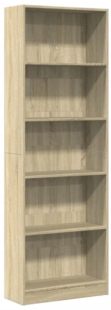 857823 vidaXL Библиотека, сонома дъб, 60x24x176 см, инженерно дърво