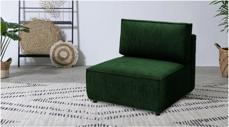 Модул за диван от зелен велур, централна част Nihad modular - Bobochic Paris